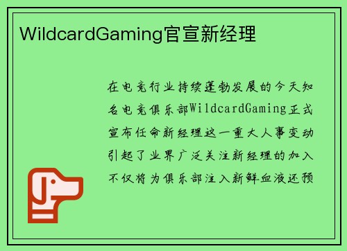 WildcardGaming官宣新经理
